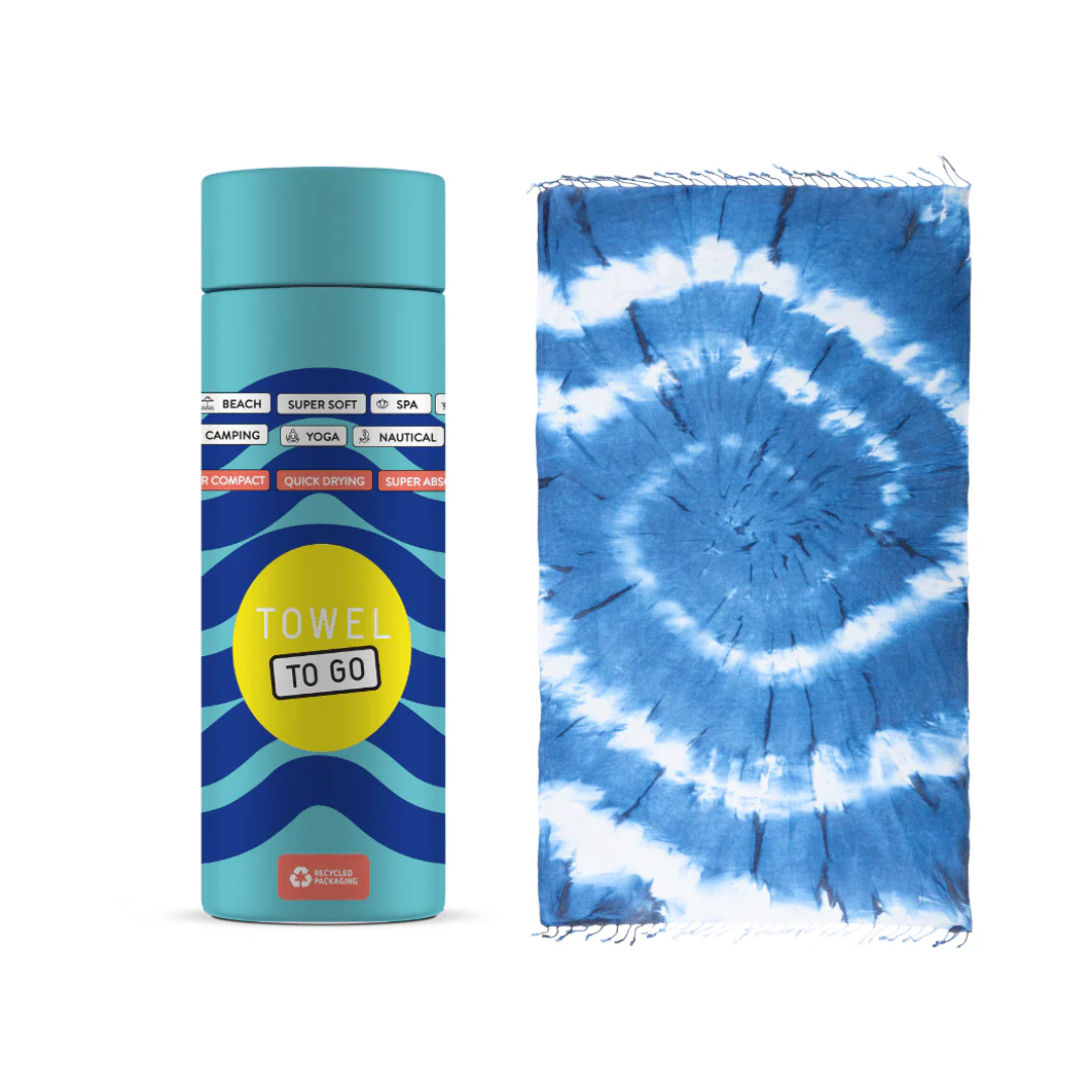 Towel to Go Beach Towel | Blue Tie Dye