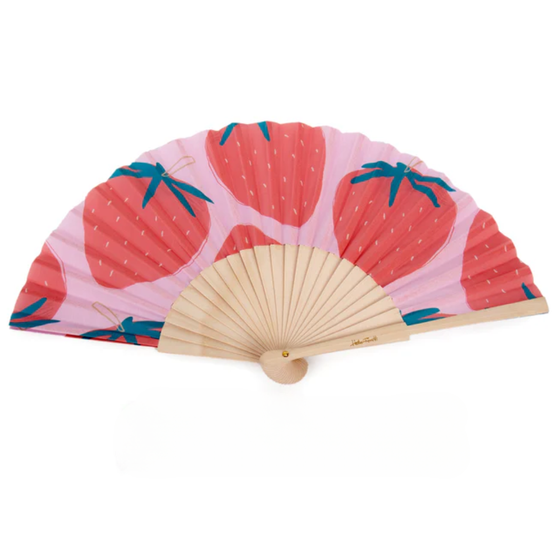 Textile Hand Fan | Strawberry