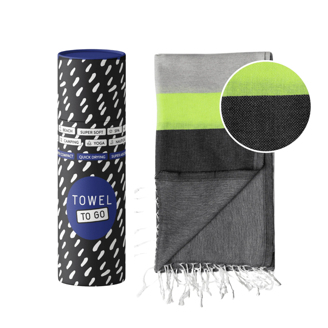 Towel to Go Beach Towel | Grey & Black
