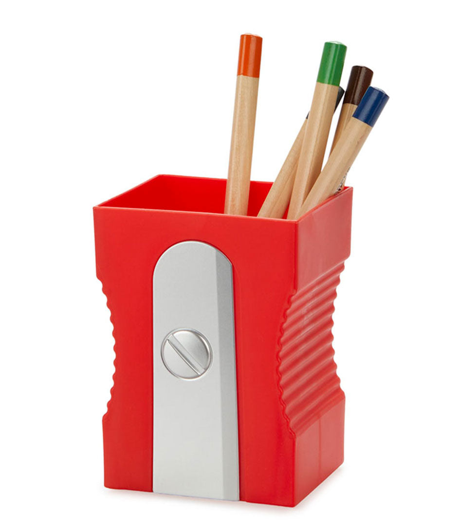 Sharpener Plastic Pencil Holder - Red